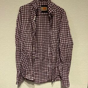 LIKE NEW Purple Plaid BOSS Shirt Size Large